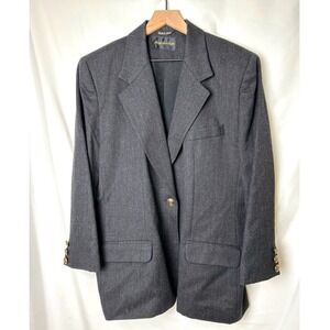 Giorgio Sant Angelo Womens 100% Pure Wool Blazer Charcoal Gray Size 16 Career